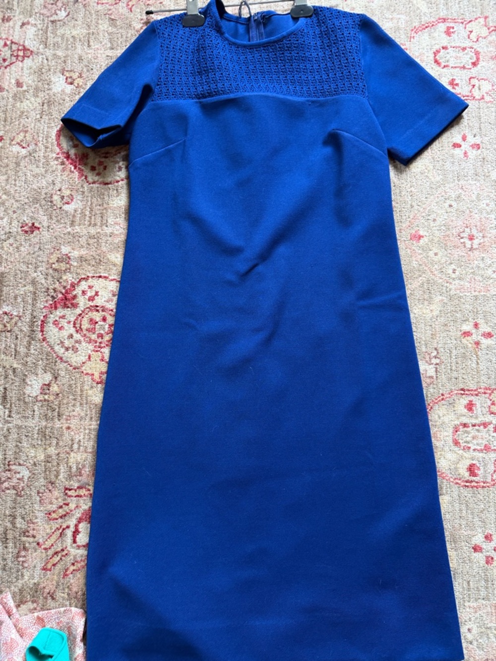 Classic Short-Sleeve Shift Dress in Royal Blue